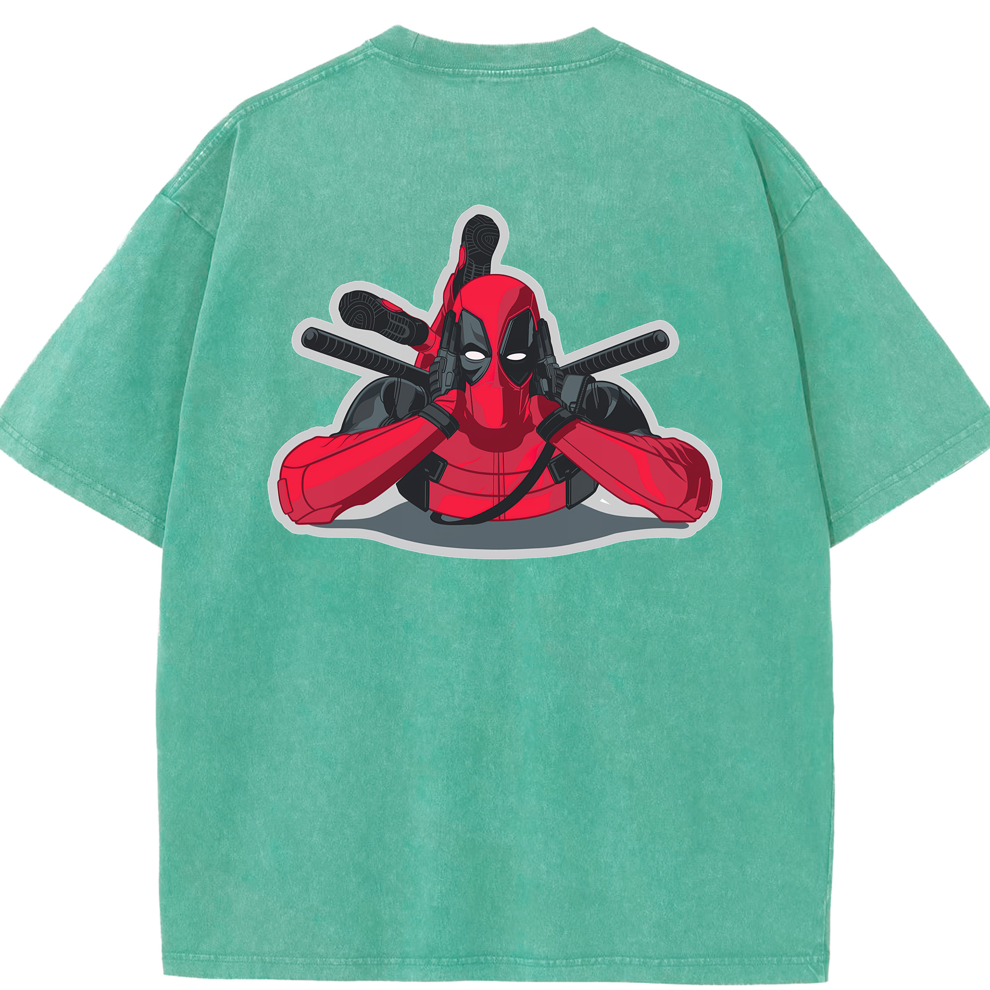 （画像用） Deadpool デッドプール 綿100% ヴィンテージ風 半袖Tシャツ（背面プリント）
